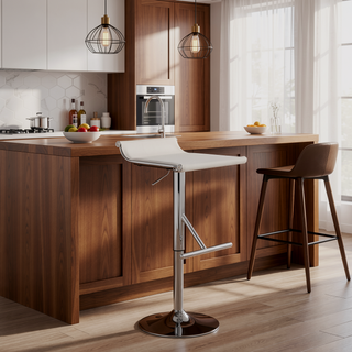 Sunvega Mirage Ale Contemporary Adjustable Swivel Bar Stool with Chrome Base