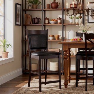 Sunvega Black and Espresso Upholstered Counter Height Stools Set of 2 for Dining Space