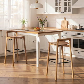 Sunvega 26.5 Inch Modern Minimalist Low Back Wood Counter Stool in Dark Brown Walnut