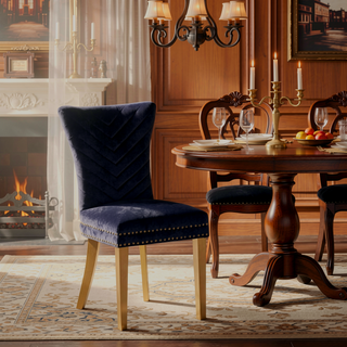 Sunvega Gold Velvet Upholstered Dining Chairs with Tufted Design and Metal Legs