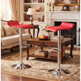 Sunvega Contemporary Chrome Air Lift Adjustable Swivel Stools with White Seat
