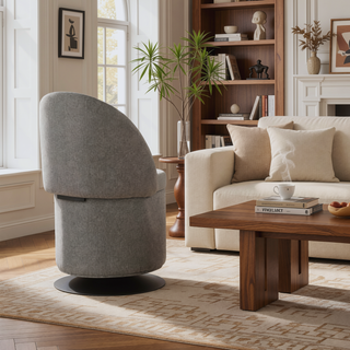 Sunvega Black Metal and Grey Fabric Finch Contemporary Swivel Chair with Adjustable Backrest