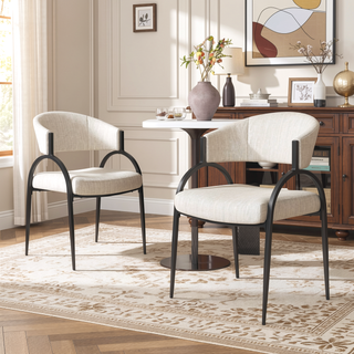 Sunvega Modern Upholstered Dining Chairs With Sturdy Metal Legs Set of 2