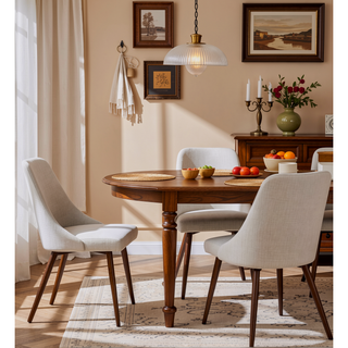 Sunvega Modern Upholstery Dining Chairs Set of 2 with Plush Foam and Wooden-Print Legs