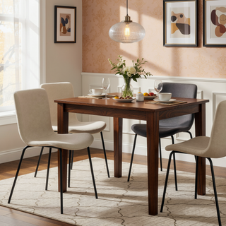 Sunvega Modern Light Gray Fabric and Metal Dining Room Chairs Set of 2