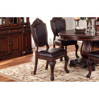 Sunvega Set of 2 Formal Side Chairs with Faux Leather Upholstered Seat and Nailheads Trim