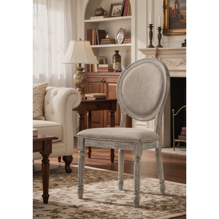 Sunvega Faustine Tan Fabric and Salvaged Light Oak Finish Side Chair Set of 2