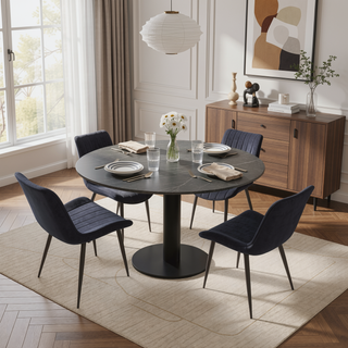 Sunvega Brown PU Leather Dining Chairs with Metal Legs and Wave Pattern Upholstery