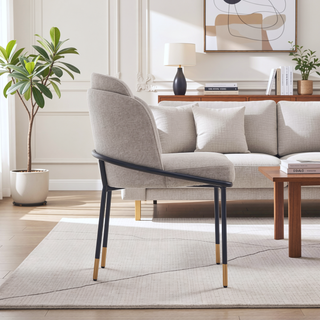 Sunvega Modern Upholstered Dining Chair in Black Twill Weave Fabric
