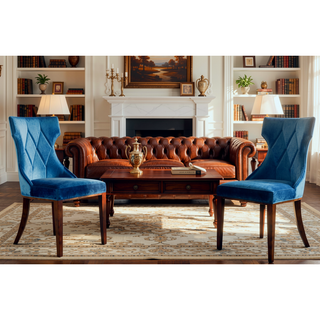 Sunvega Set of 2 Gray Traditional Dining Chairs with Luxurious Velvet Upholstery