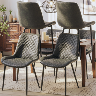 Sunvega Mid-Century Modern Leathaire Dining Chairs Set of 4 with Metal Legs