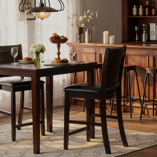 Sunvega Lattice Back Counter Height Stools with Padded Seat and Footrest Set of 2