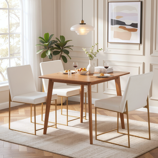 Sunvega Gold and White Velvet Upholstered High Back Dining Chair Set of 2