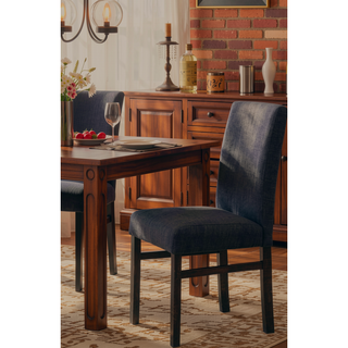 Sunvega Linen Blend Upholstered Side Chair Set of 2 with Oak Finish for Dining Room