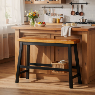 Sunvega 24 Inch Saddle Bench for Indoor Serving Area Kitchen Nook or Home Bar