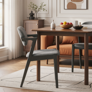 Sunvega Mid-Century Modern Z-Chair with Padded Backrest and Flared Legs in Black and Grey