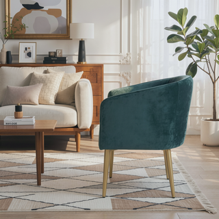 Sunvega Modern Glam Velvet Dining Chair with Button Tufted Waffle Stitch
