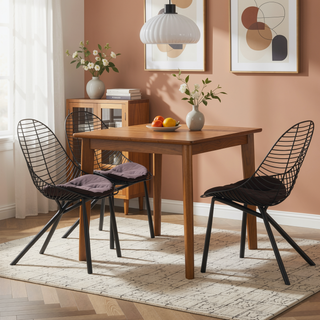 Sunvega Black Metal Frame Wired Contemporary Chair with Fabric Cushions Set of 2