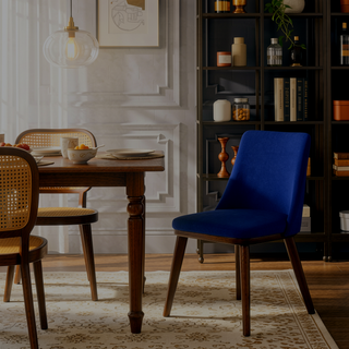 Sunvega Mid-Century Modern Navy Blue Velvet Dining Chair Set of 2
