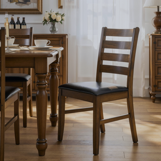 Sunvega Walnut Finish Round Drop Leaf Dining Table for Small Kitchen