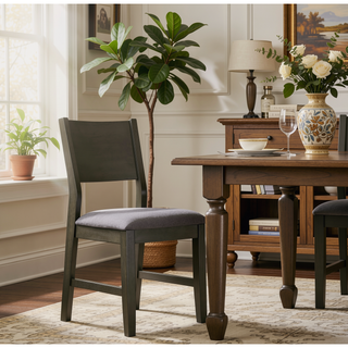 Sunvega Contemporary Gray Solid Wood Counter Height Dining Table with Center Support Beam