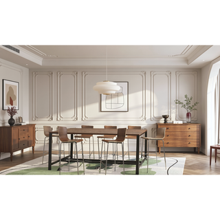 Sunvega Set of 2 Preassembled Wooden Barstools with Bend Wood and Chrome Legs