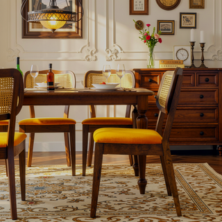 Sunvega Orange Velvet Dining Chair Set of 2 with Armless Design and Solid Wood Frame