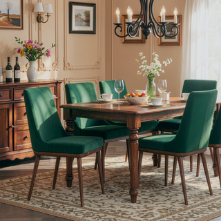 Sunvega Mid-Century Modern Velvet Upholstered Dining Chair Set of 2 with Solid Wood Structure