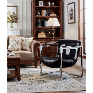 Sunvega White Faux Leather Dining Chairs Set of 2 with Gold Mesh Texture and Chrome Handle