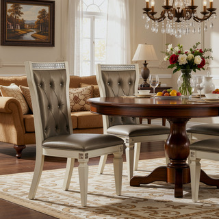 Sunvega Glamorous Acrylic Crystal Tufted Back Upholstered Dining Side Chairs Set