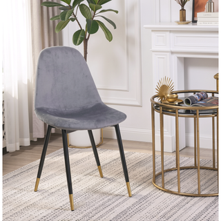 Sunvega Mid-Century Inspired Blue Velvet Dining Chairs Set with Metal Legs