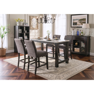 Sunvega Gray Rustic Style Counter Height Chair with Padded Fabric Seat and Backrest