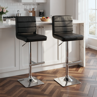 Sunvega Adjustable Bar Stool with Grey Leatherette Upholstery and Full Back Support