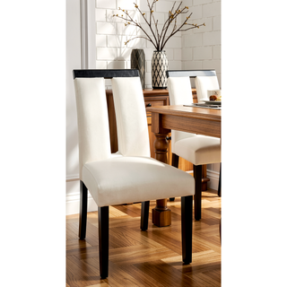 Sunvega Set of 2 Black and White Leatherette Padded Side Chairs with Slit Back