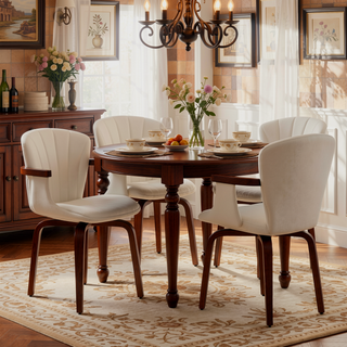 Sunvega Mid-Century Modern Bentwood Swivel Dining Chairs with PU Leather Upholstery