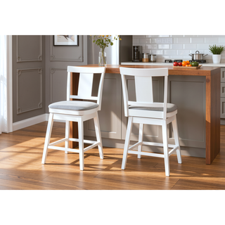 Sunvega Swivel Counter Height Bar Stools Set Of 2 With Grey Leather Look