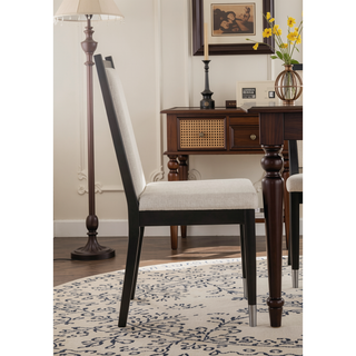 Sunvega Contemporary 2pc Side Chair with Angled Back and Arrow Legs in Black White Finish