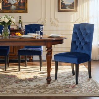 Sunvega Tufted Upholstered Dining Chairs with Crown Shaped Back Set of 2