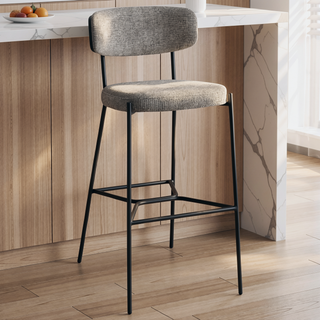Sunvega Light Brown Pub Height Bar Stools Set of 2 with Curved Backrests