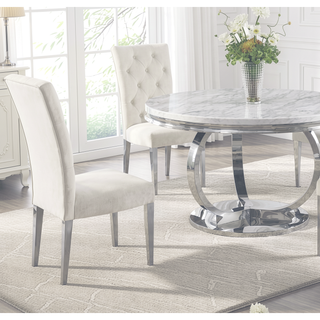 Sunvega Modern Velvet Upholstered Dining Chair Set with Tufted Back and Gold Legs