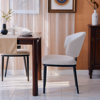 Sunvega Modern PU Leather Upholstered Dining Chairs with Crescent Backrest Set of 2