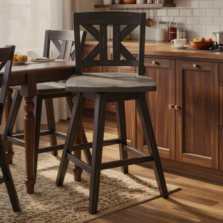 Sunvega Solid Rubberwood Counter Height Dining Table with Distressed Gray Finish