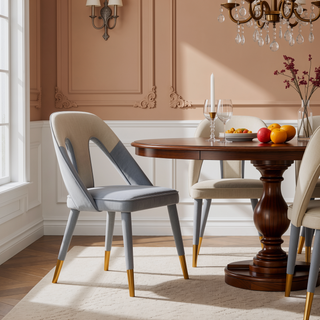 Sunvega Modern Velvet Upholstered Dining Chair with Gold Metal Tips for Dining Room