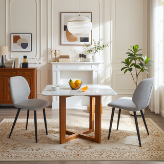 Sunvega Upholstered Dining Chairs with Soft Suede-Style Fabric and Metal Legs Set of 4