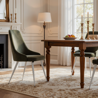 Sunvega Soft Fabric Upholstered Padded Side Chair with Curved Back and Sleek Legs Set of 2