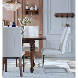 Sunvega White Fabric Dining Chairs with Padded Seating and C-Style Legs (Set of 4)
