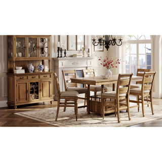 Sunvega Caramel Finish Ladder Back Counter Stool with Upholstered Seat