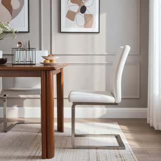 Sunvega Contemporary Faux Leather Upholstered Dining Chair with Metal Base Set of 2