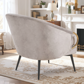 Sunvega Contemporary Glam Velvet Accent Chair with Gold Metal Accents