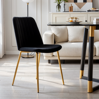 Sunvega Modern Light Luxury Dining Chair with Gold Metal Legs Ergonomic Design Set of 4